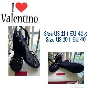 📌SOLD📌Valentino Rockstud Leather Wedge Sandals